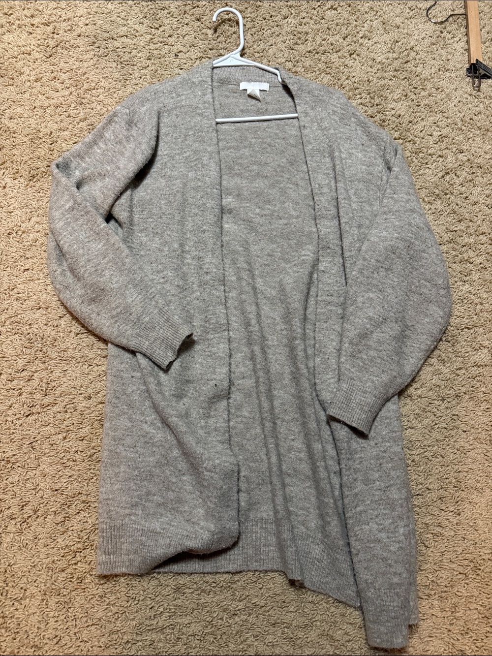 H&M Open-Front Long Knit Cardigan - Cool Taupe